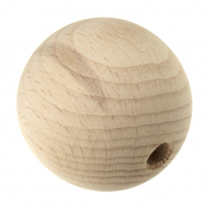Grosse perle ronde en bois brut naturel 50 mm  pour suspension macramé x1