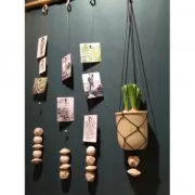 Grosse perle ronde en bois brut naturel 50 mm  pour suspension macramé x1