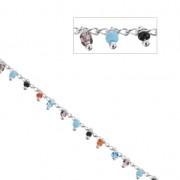 Chaîne maille Rombo perlée avec rocailles 2 mm Multicolore/argenté x 50cm|raw }}