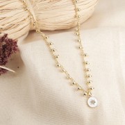 Chaîne maille Rombo perlée 2.1 mm doré x 50cm