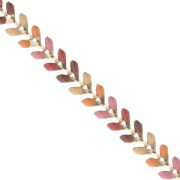 Chaîne maille chevron en épis résine époxy 6.3mm Camel/Light Rose/Beige doré x 20cm