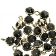 Mini breloque ronde avec pierre imitation Labradorite 7 mm doré