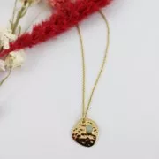 Mini breloque ronde avec pierre imitation Blue Aventurine 7 mm doré