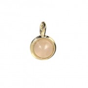 Mini breloque ronde avec pierre imitation Quartz Rose 7 mm - Doré à l'or fin x1