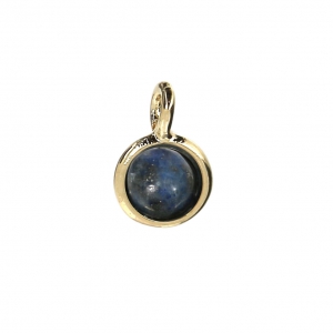 Mini breloque ronde avec pierre imitation Lapis Lazuli 7 mm doré