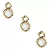 Mini breloque ronde avec pierre imitation Opale 5 mm doré x1