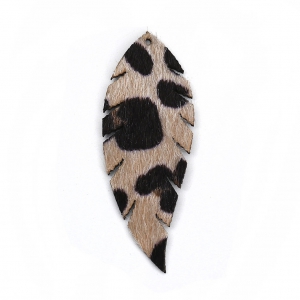 Pendentif plume imitation cuir 55x20 mm Marron/Noir x2