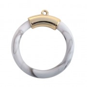 Pendentif rond en résine imitation marbre 45 mm Blanc x1|raw }}