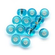 Perles rocailles Preciosa  5/0 4.5 mm - Aquamarine Silver Lined x20g