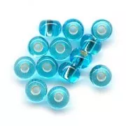 Perles rocailles Preciosa  5/0 4.5 mm - Aquamarine Silver Lined x20g