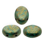 Perles en verre Samos® par Puca® 5x7 mm Opaque Green Turquoise Bronze x10g|raw }}