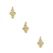 Mini breloque croix strassée en laiton 7.1x3.9 mm doré x1