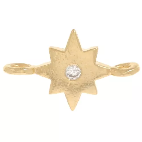 Intercalaire 2 anneaux Rose des vents 10x6 mm - Doré à l'or fin x1