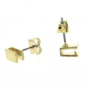 Clous d'oreilles rectangle attache pendentif 7x4 mm doré x2