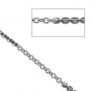 Chaîne maille Forçat alternée maille Fantaisie disque 1.70 mm Rhodié x1m