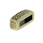 Poussoir rectangle décor frise antique 14.2x4.5 mm pour lacet 10 mm bronze x1|raw }}