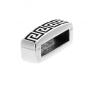 Poussoir rectangle décor antique 14.2x4.5 mm pour lacet 10 mm Placage Argent fin vieilli x1|raw }}