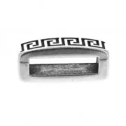 Poussoir rectangle décor antique 14.2x4.5 mm pour lacet 10 mm Placage Argent fin vieilli x1