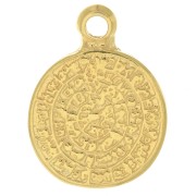 Pendentif médaille Disque de Phaistos 16 mm Doré à l'or fin x1|raw }}