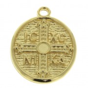 Pendentif médaille ovale symbole religieux croix 23x17.8 mm Doré à l'or fin x1|raw }}