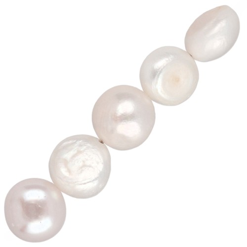 Perles d'eau douce baroques 11x10 mm Blanc x5