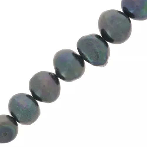 Perles d'eau douce baroques irrégulières - 11x10 mm Grade AA Dark Green Irisé x5