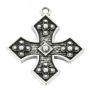 Pendentif symbole religieux croix 28x24 mm Placage Argent fin vieilli x1|raw }}