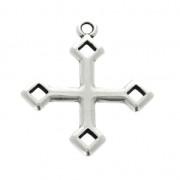 Pendentif symbole religieux croix 23.5x20.5 mm Placage Argent fin vieilli x1