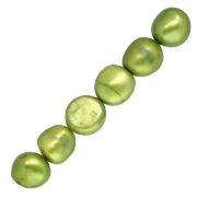 Perles d'eau douce irrégulières teintées 9x8 mm - Vert x6