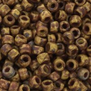 Perles de rocailles Matubo 7/0 - 3.5 mm Opaque Yellow Picasso x10g