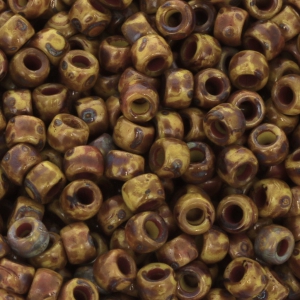 Perles de rocailles Matubo 7/0 - 3.5 mm Opaque Yellow Picasso x10g