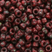 Perles de rocailles Matubo 7/0 - 3.5 mm Opaque Red Picasso x10g