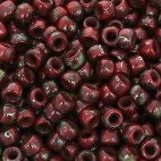 Perles de rocailles Matubo 7/0 - 3.5 mm Opaque Red Picasso x10g
