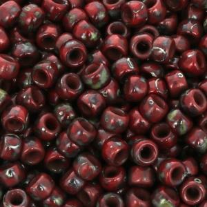Perles de rocailles Matubo 7/0 - 3.5 mm Opaque Red Picasso x10g