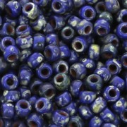 Perles de rocailles Matubo 7/0 - 3.5 mm Opaque Blue Picasso x10g
