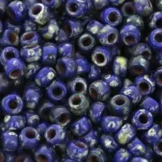 Perles de rocailles Matubo 7/0 - 3.5 mm Opaque Blue Picasso x10g