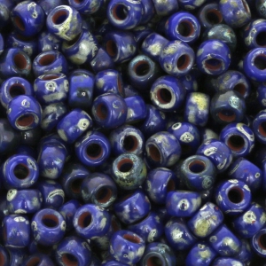 Perles de rocailles Matubo 7/0 - 3.5 mm Opaque Blue Picasso x10g