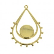 Pendentif goutte décor résine époxy 39x28 mm Doré à l'or fin -Turquoise x1