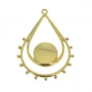 Pendentif goutte décor résine époxy 39x28 mm Doré à l'or fin -Turquoise x1