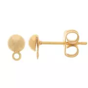 Clous d'oreilles demi-boule 4 mm - Doré à l'or fin x4
