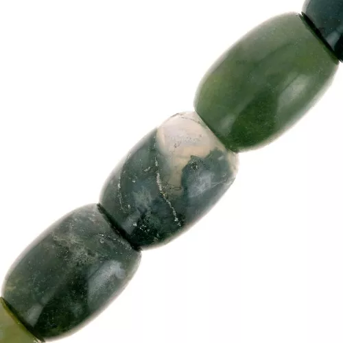Perle olive en pierre gemme Agate mousse 14x11 mm x1