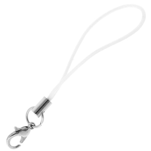 Attache pour téléphone portable avec mousqueton et dragonne - Blanc x1