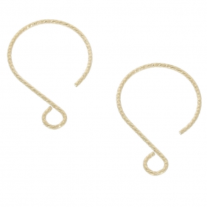 Crochets d'oreilles surface diamantée 23  mm en Gold filled (or laminé)  x2