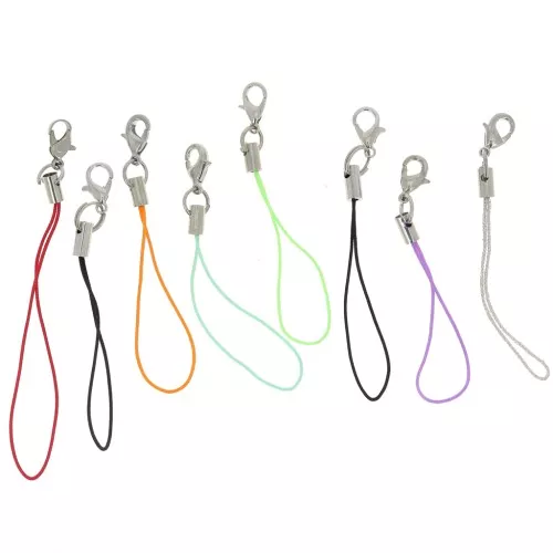 Assortiment de 8 attaches pour téléphone portable avec mousqueton et dragonne