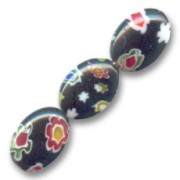 Olives plates Millefiori 14x10 mm Noir x5|raw }}