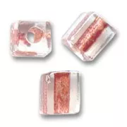 Cubes Miyuki 4 mm SB4-2601- Crystal Spkl Antique Rose Lined x10g