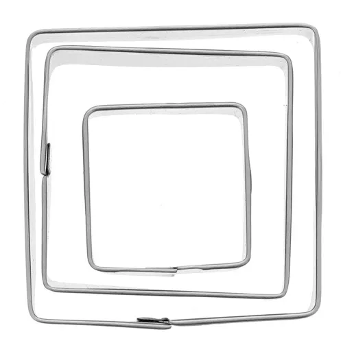 Set d'emporte-pièces en métal forme carré x3
