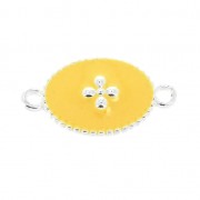 Intercalaire 2 anneaux - croix - résine époxy 15x8.5 mm Placage argent fin - Jaune|raw }}