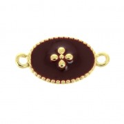 Intercalaire 2 anneaux motif croix en résine époxy 15x8.5 mm doré/Dark Red|raw }}