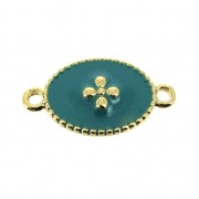 Intercalaire 15x8.5mm motif croix - résine époxy - Doré Or fin - Green Turquoise